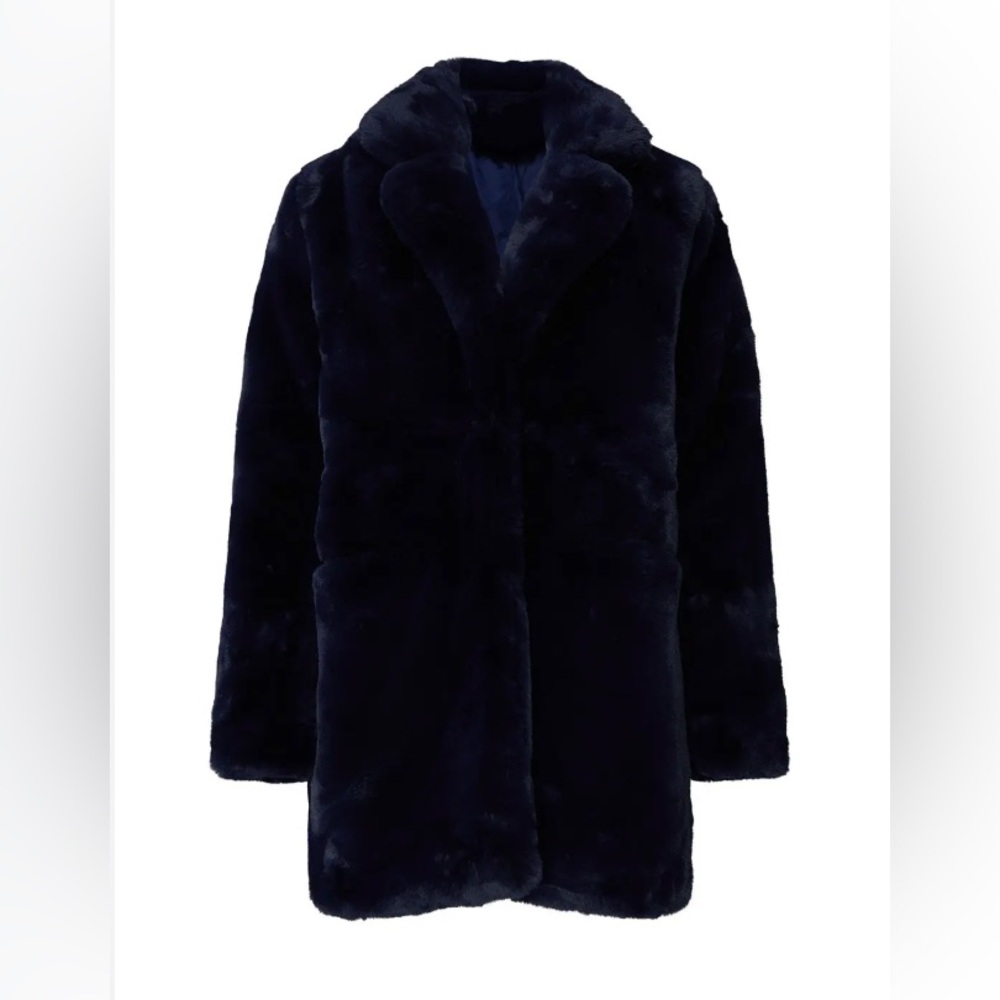 APPARIS SOPHIE NAVY BLUE Faux Fur Coat  (worn once)